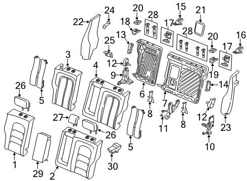 2020 Lincoln Continental Rear Seat Components Latch Cover Diagram for GD9Z-5461348-AA