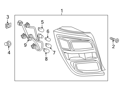 2018 Chevrolet Sonic Tail Lamps Tail Lamp Assembly Diagram for 42652055