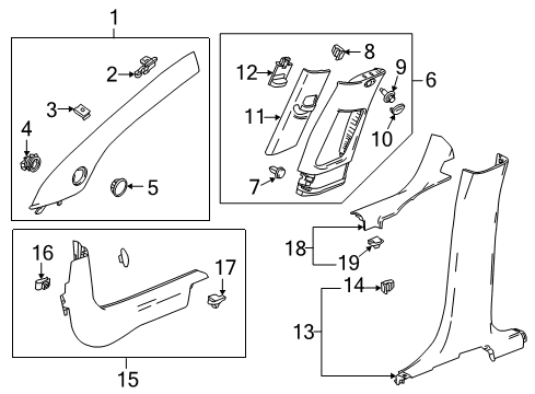 2014 Buick Encore Interior Trim - Pillars, Rocker & Floor Weatherstrip Pillar Trim Diagram for 42497278