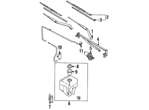 1989 Toyota Cressida Wiper & Washer Components Windshield Wiper Blade Assembly Diagram for 85220-32791