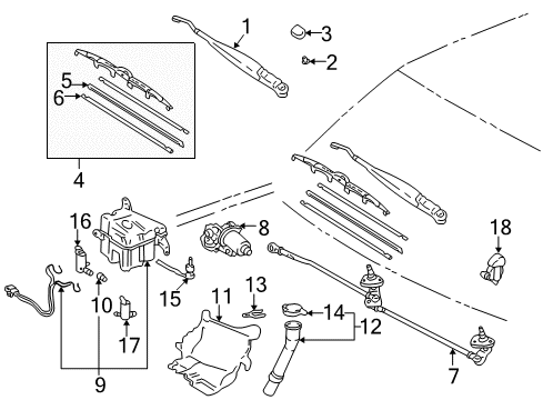 1997 Toyota 4Runner Wiper & Washer Components Front Motor Diagram for 85110-35240
