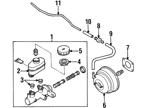 2001 Infiniti G20 Hydraulic System Piston Kit-Tandem Brake Master Cylinder Diagram for 46011-9M225
