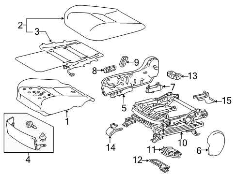 2016 Lexus NX300h Passenger Seat Components Pad, Front Seat Cushion Diagram for 71511-78070