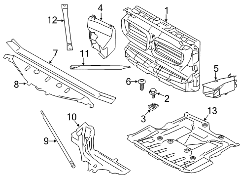2011 BMW 528i Radiator Support Cross-Brace, Front Left Diagram for 51717180317