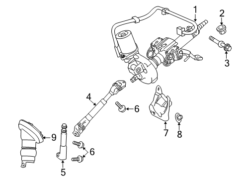 2013 Toyota Prius V Steering Column & Wheel, Steering Gear & Linkage Steering Column Diagram for 45250-47300