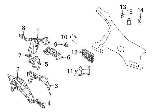 2002 Infiniti I35 Inner Structure - Quarter Panel Wheel House-Rear, Outer RH Diagram for 76712-4Y930