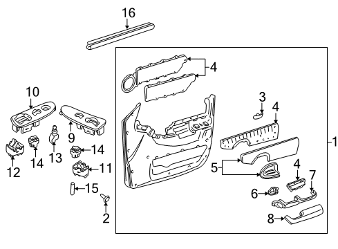 1998 Chevrolet Venture Interior Trim - Front Door Switch Kit, Outside Rear View Mirror Remote Control Diagram for 12369208