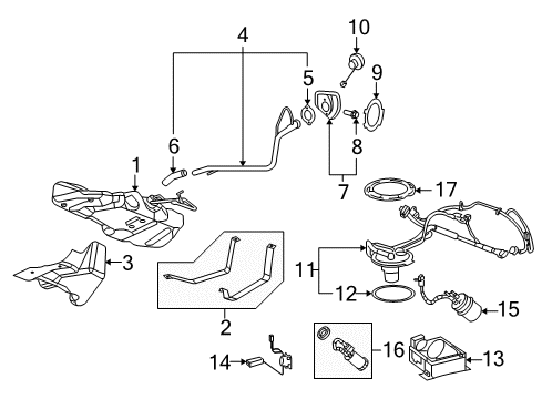 2007 Pontiac G5 Fuel System Components Fuel Tank Diagram for 25831936