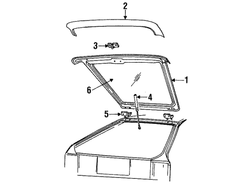 1987 Plymouth Turismo Lift Gate Liftgate Support Prop Gas Diagram for G0004400