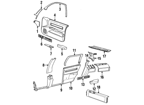 1992 Oldsmobile Custom Cruiser Passenger Compartment Armrest Asm-Front Side Door *Sapphire K Diagram for 16669936