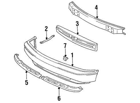 1991 Toyota Previa Front Bumper Cover, Front Bumper Diagram for 52119-95D03-06