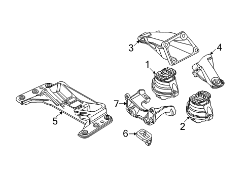 2004 BMW 545i Engine & Trans Mounting Right Side Engine Bracket Diagram for 22116761114