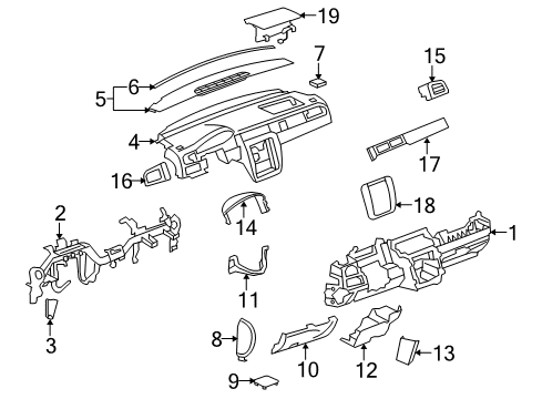 2009 Chevrolet Suburban 1500 Instrument Panel Plate Asm-Instrument Panel Center Trim *New Gaston W Diagram for 20935588