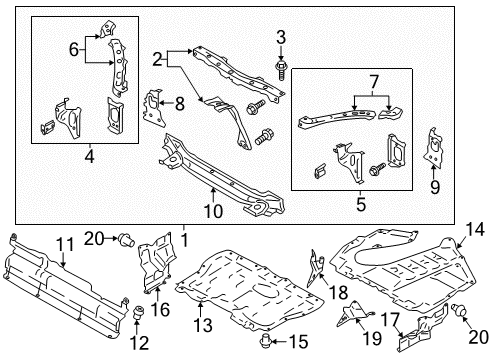 2015 Scion FR-S Radiator Support, Splash Shields Side Cover Diagram for SU003-01386