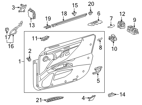 2021 Lexus ES350 Interior Trim - Front Door Cover, FR Door ARMRE Diagram for 74221-33110-C0