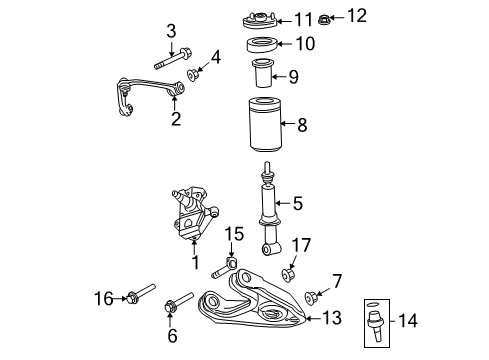 2004 Ford F-150 Front Suspension Components, Lower Control Arm, Upper Control Arm, Stabilizer Bar, Locking Hub Knuckle Diagram for 7L3Z-3K185-A