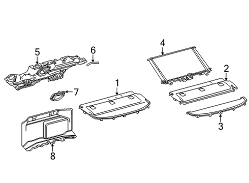 2022 Toyota Mirai Interior Trim - Rear Body Partition Panel Pad Diagram for 64274-62020