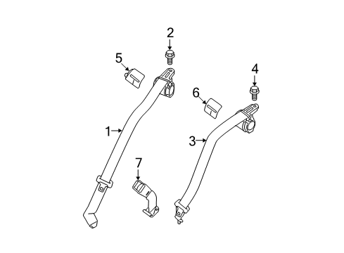 Diagram for 2008 Nissan Sentra Seat Belt 