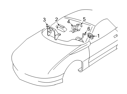 2001 Chevrolet Camaro Air Bag Components Coil Kit, Steering Wheel Inflator Restraint Module Diagram for 26072752