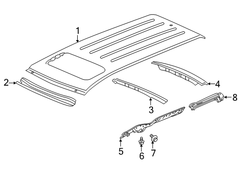 2021 Honda Odyssey Roof & Components Rail, FR. Roof (Lower) Diagram for 62121-THR-A00ZZ