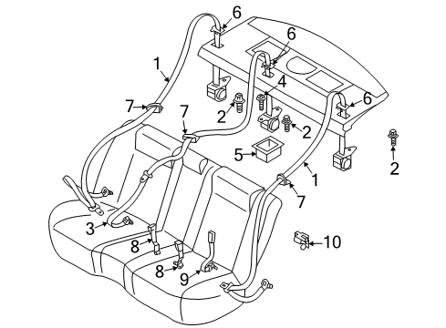 2004 Infiniti Q45 Seat Belt Belt Assembly-Rear Seat Tongue Diagram for 88854-AS502