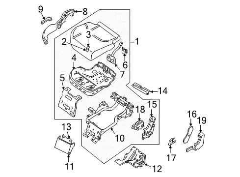 2005 Nissan Pathfinder Second Row Seats Cover Diagram for 88342-EA000