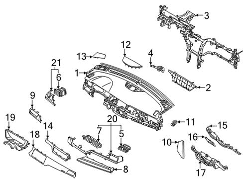 2021 Kia Niro Instrument Panel GARNISH Assembly-C/PAD C Diagram for 84790G5AA0ASH