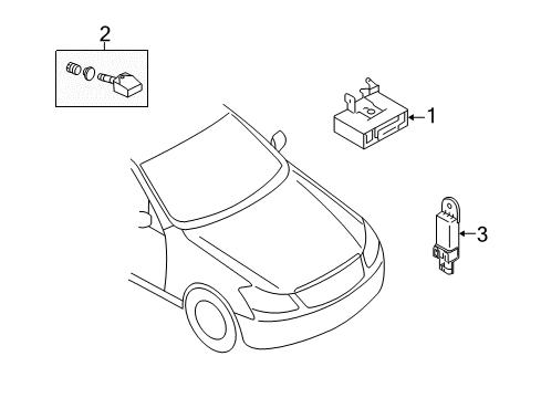 2007 Infiniti M45 Tire Pressure Monitoring Tire Pressure Controller Assembly Diagram for 40720-EH10B