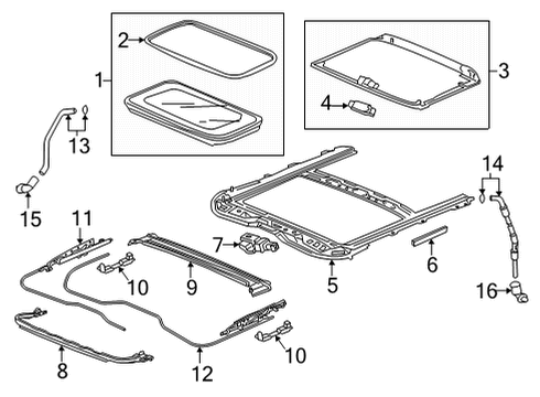 2021 Acura TLX Sunroof Sunshade (Alluring Ecru) Diagram for 70600-TGV-A01ZA