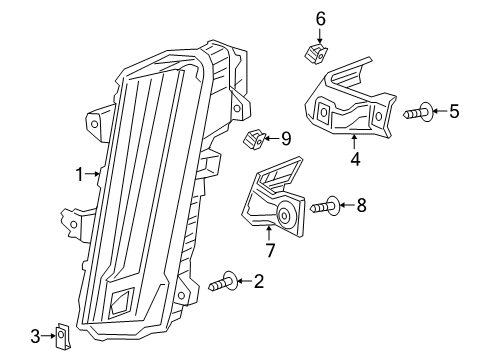 2021 Cadillac XT6 Daytime Running Lamp Components Upper Bracket Diagram for 84401291
