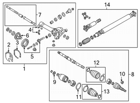 2022 Nissan Frontier Carrier & Front Axles Case-Differential Diagram for 38421-4J50A