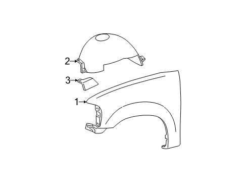 1999 Ford F-150 Fender & Components Lower Shield Diagram for F65Z-16102-AA