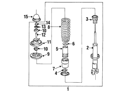 1993 Honda Civic Struts & Suspension Components - Rear Shock Absorber, Rear Diagram for 52610-SR3-Y52