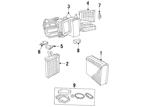 2001 Chrysler LHS A/C Evaporator & Heater Components Actuator-Recirculation Door Diagram for 4734984AD