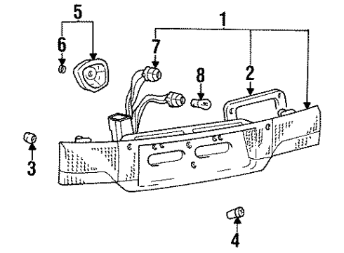 1993 Hyundai Scoupe Bulbs Rear Combination Inside Bulb Holder Diagram for 87395-23250