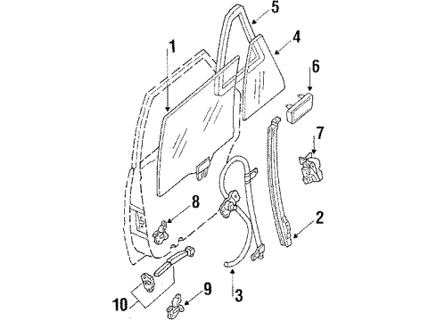 1984 Nissan Stanza Rear Door - Glass & Hardware Rear Door Outside Handle Assembly Right Diagram for 82606-D0100