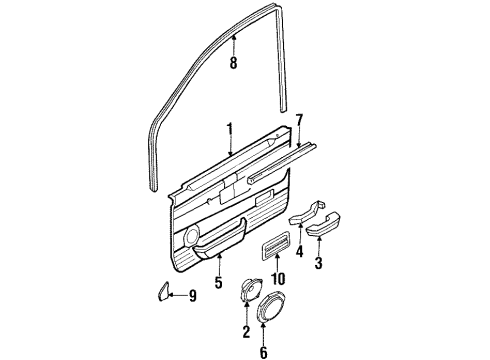 1993 Nissan D21 Interior Trim - Door Front Door Armrest, Left Blue Diagram for 80941-07G01