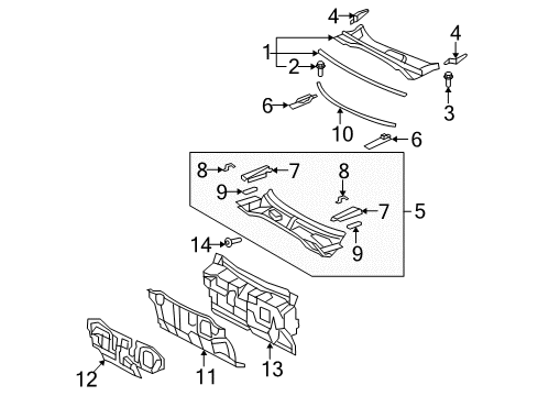 2010 Lexus ES350 Cowl INSULATOR Assembly, Dash Diagram for 55210-33171