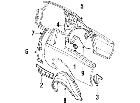 1987 Chevrolet Caprice Quarter Panel - Inner Components PANEL, Rear Wheelhouse Diagram for 20099072