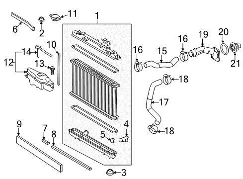 2014 Toyota Avalon Radiator & Components Radiator Assembly Diagram for 16400-0P350