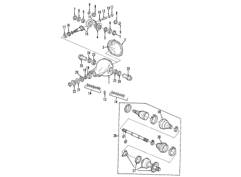 1999 Ford Mustang Rear Axle, Differential, Drive Axles, Propeller Shaft Differential Assembly Diagram for XR3Z-4010-CA