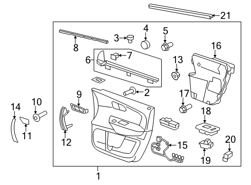 2015 GMC Acadia Interior Trim - Front Door Handle Cover Diagram for 22862835