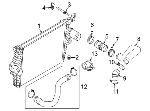 2007 Ford F-350 Super Duty Intercooler Inlet Tube Diagram for 6C3Z-6C640-A