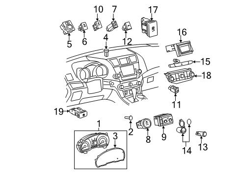 2011 Toyota Highlander Cluster & Switches, Instrument Panel Dash Control Unit Diagram for 55900-48500