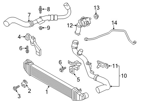 2014 Ford Fiesta Intercooler Intercooler Lower Bracket Diagram for D2BZ-6K784-C