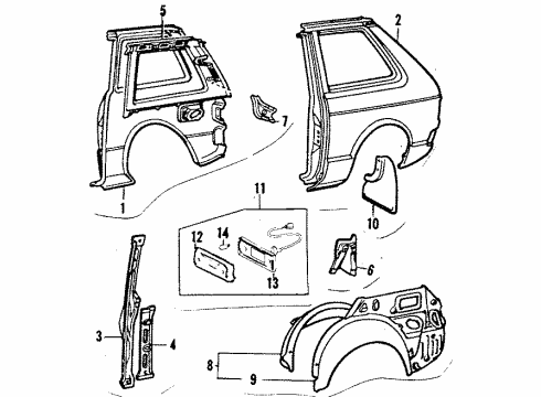 1984 Toyota Starlet Quarter Panel & Components, Side Marker Lamps Lens, Rear Side Marker Lamp, LH Diagram for 81751-14030