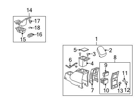 2010 Saturn Vue Center Console Compartment, Front Floor Rear Console (W/ Armrest) Diagram for 20832907