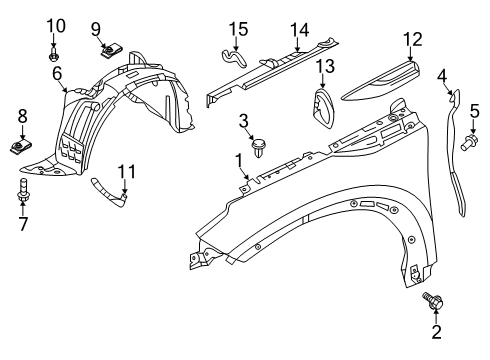 2021 INFINITI QX50 Fender & Components Insulator-Front Fender Diagram for 638A2-5NA0B