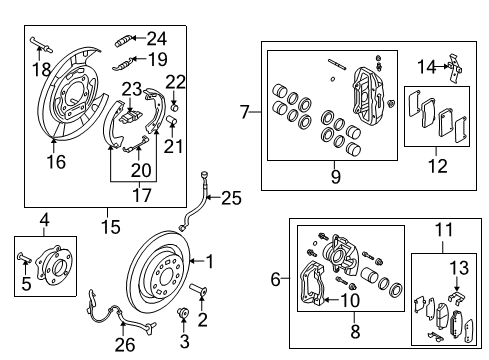 2016 Hyundai Genesis Coupe Rear Brakes Rear Disc Brake Pad Kit Diagram for 58302-2MA00