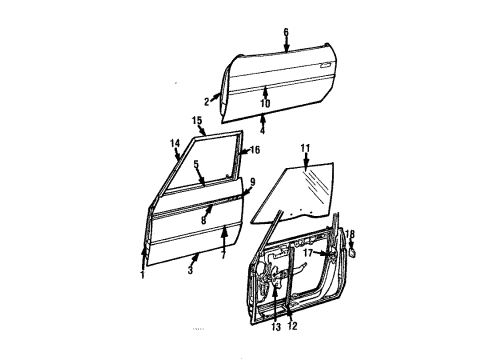 1984 Plymouth Horizon Front Door & Components, Glass & Hardware -Front Door I/SIDE O Diagram for 4184747